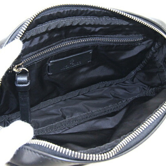 MONCLER Waist Bag G209P5M70200 Black Leather Pouch Body Men's Women's - Picture 3 of 8